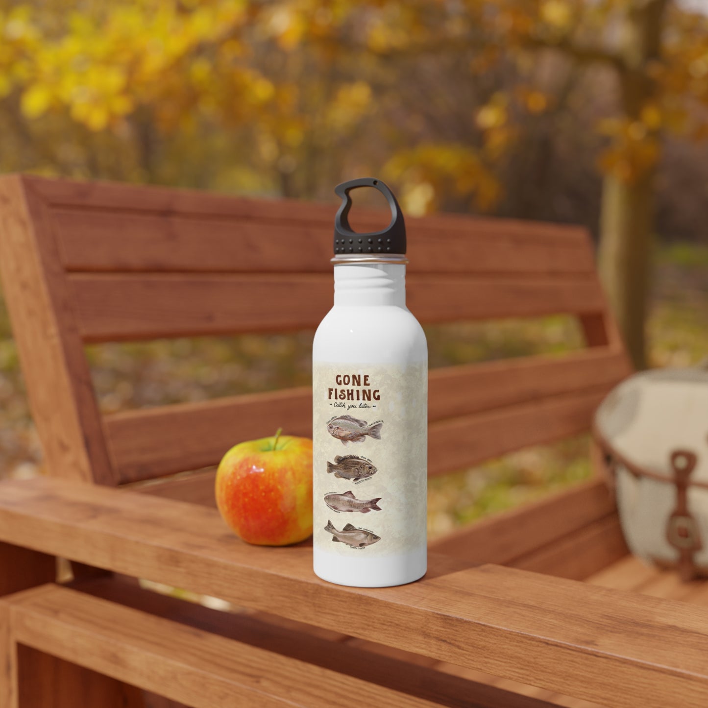 Stainless Steel Water Bottle, Gone Fishing