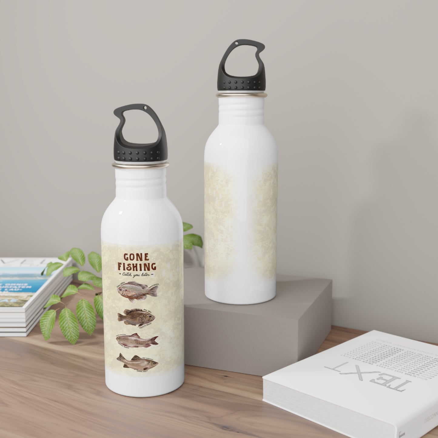 Stainless Steel Water Bottle, Gone Fishing