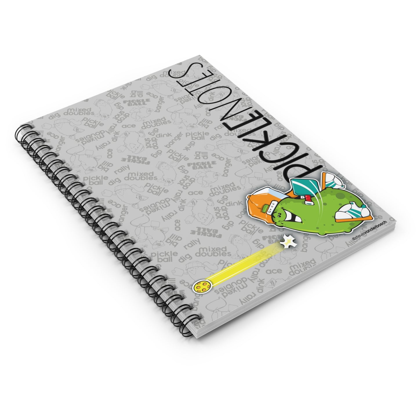 Spiral Notebook, Three Pickleball Design Options
