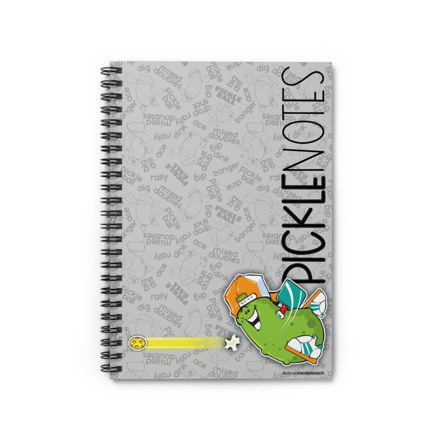 Spiral Notebook, Three Pickleball Design Options