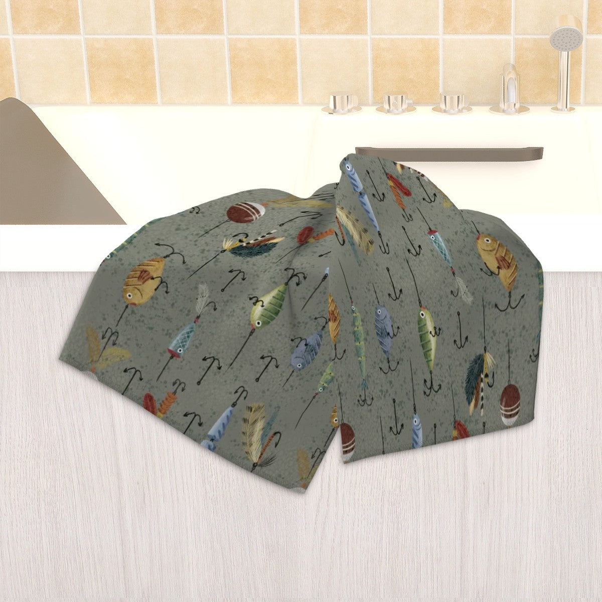 Tea Towels, Set of Three Fishing Designs