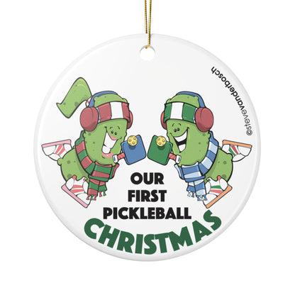 Dink the Halls with Personalized Pickleball Ceramic Ornament, five design variations