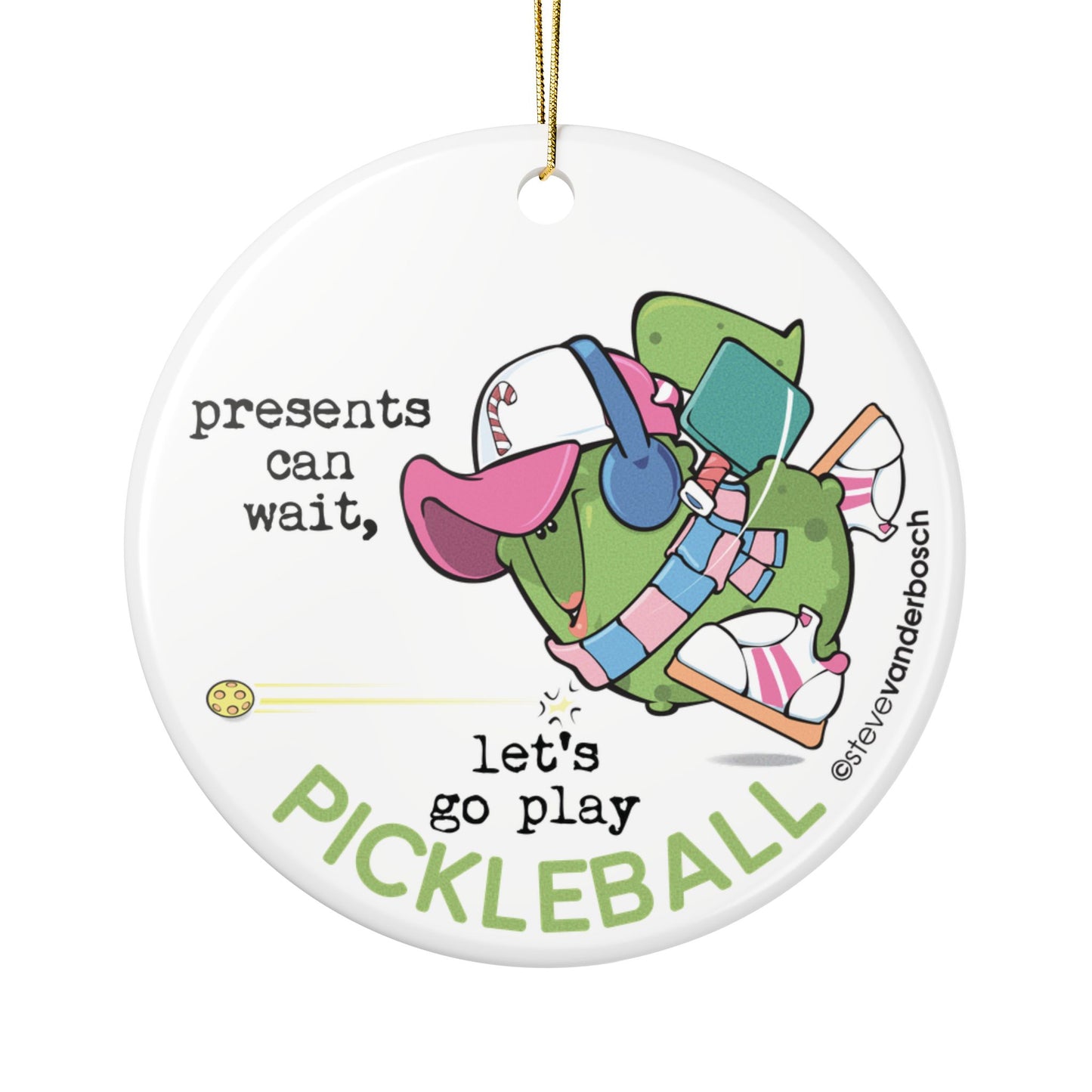 Dink the Halls with Personalized Pickleball Ceramic Ornament, five design variations