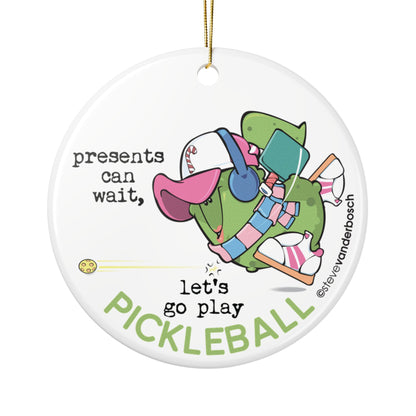 Dink the Halls with Personalized Pickleball Ceramic Ornament, five design variations