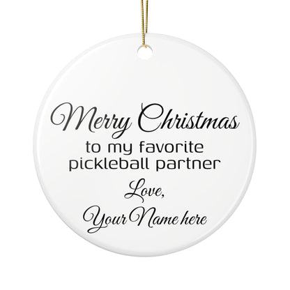Dink the Halls with Personalized Pickleball Ceramic Ornament, five design variations