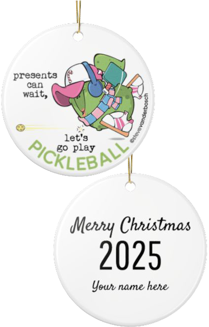Dink the Halls with Personalized Pickleball Ceramic Ornament, five design variations