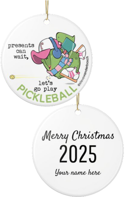 Dink the Halls with Personalized Pickleball Ceramic Ornament, five design variations