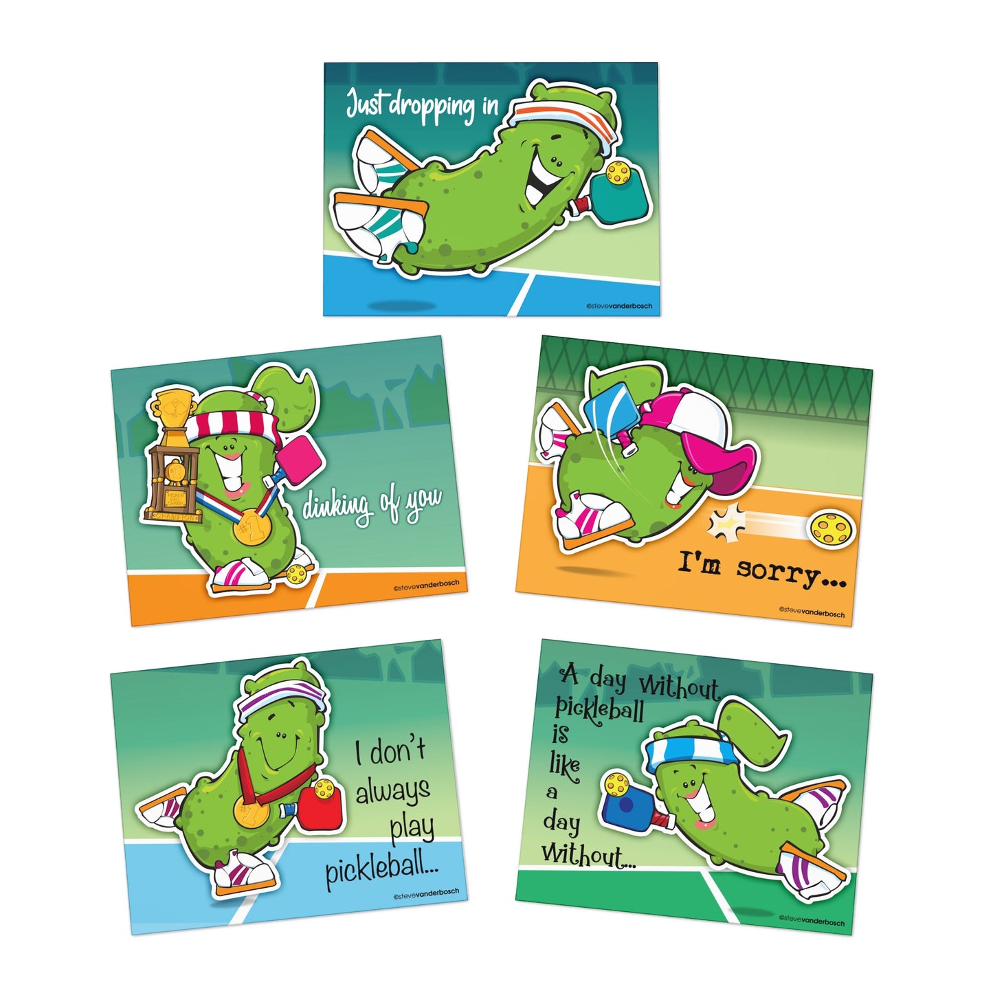 Greeting Cards, Pickleball (5-Pack)