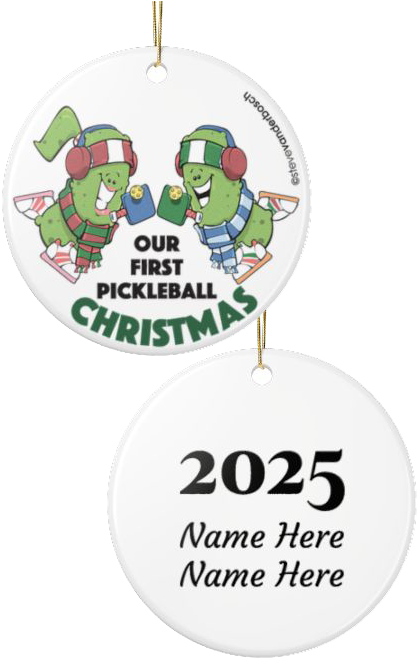 Dink the Halls with Personalized Pickleball Ceramic Ornament, five design variations