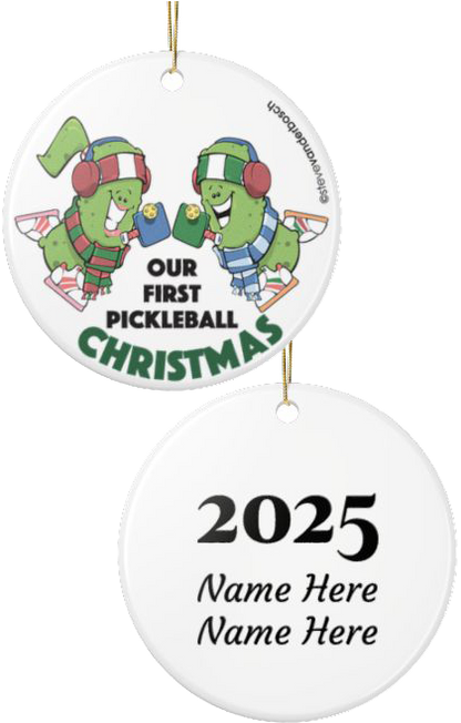Dink the Halls with Personalized Pickleball Ceramic Ornament, five design variations
