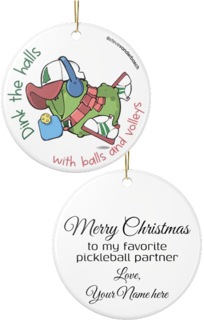 Dink the Halls with Personalized Pickleball Ceramic Ornament, five design variations