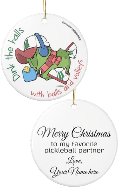 Dink the Halls with Personalized Pickleball Ceramic Ornament, five design variations