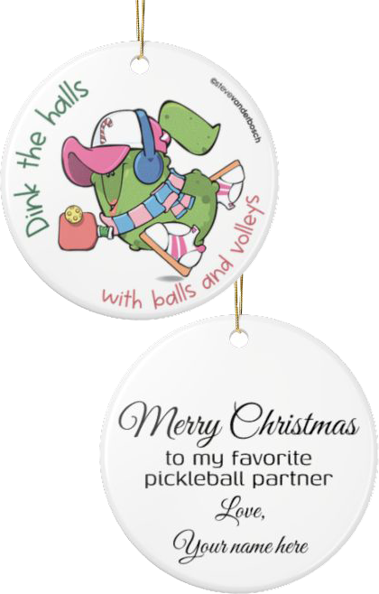 Dink the Halls with Personalized Pickleball Ceramic Ornament, five design variations