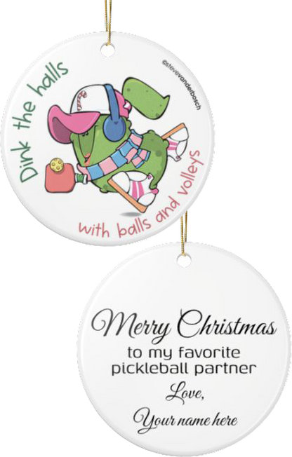 Dink the Halls with Personalized Pickleball Ceramic Ornament, five design variations