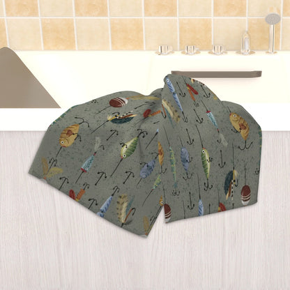 Tea Towels, Set of Three Fishing Designs